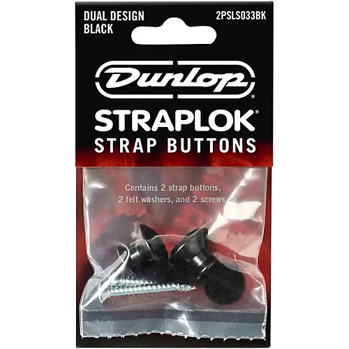 Dunlop STRAPLOK DUAL DESIGN STRAP BUTTON SET - NICKEL - 2/SET Black - musicians--Friend