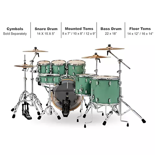 PDP by DW Concept Maple 7-Piece Shell Pack With Chrome Hardware Satin Black - musicians--Friend