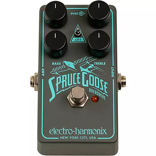 Electro-Harmonix Spruce Goose Overdrive Effects Pedal Grey and Teal - musicians--Friend