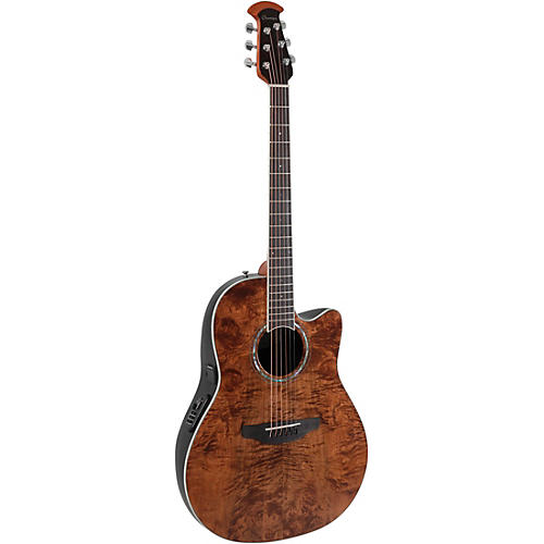 Ovation CS24P Celebrity Series Traditional Plus Mid-Depth Acoustic-Electric Guitar Nutmeg Burled Maple - musicians--Friend