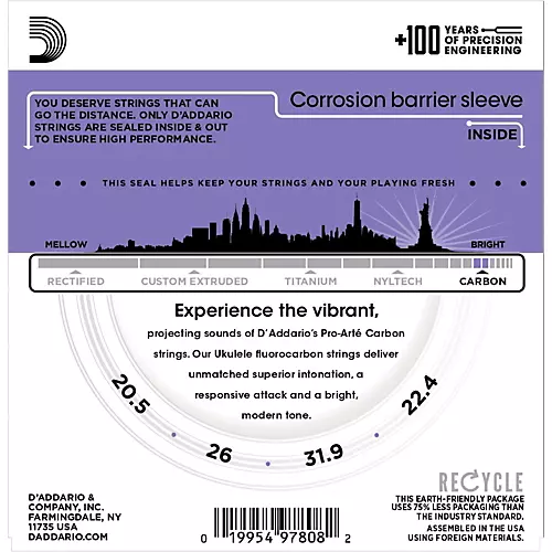 D'Addario EJ99SC Pro-Arte Carbon Soprano/Concert Ukulele Strings - musicians--Friend