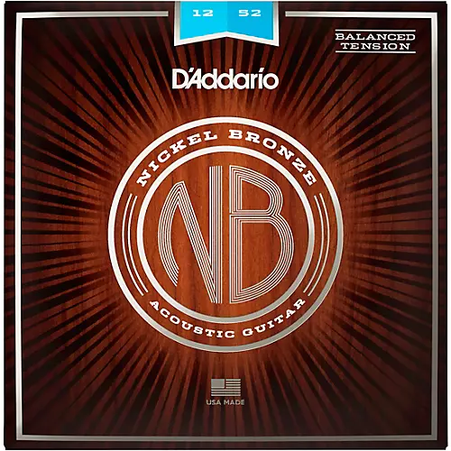D'Addario NB1252BT Nickel Bronze Acoustic Guitar Strings - Balanced Tension Light 12 - 52 - musicians--Friend