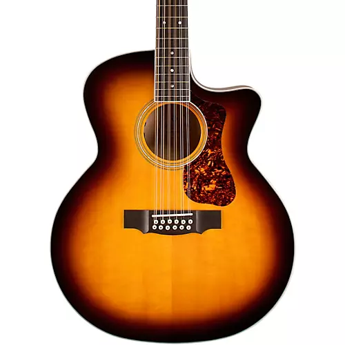 Guild F-2512CE Deluxe 12-String Cutaway Jumbo Acoustic-Electric Guitar Antique Burst - musicians--Friend