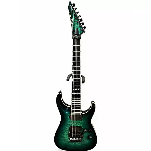 Used ESP E-II Horizon FR-7 7-String with Floyd Rose Turquoise Burst Solid Body Electric Guitar Turquoise Burst - musicians--Friend