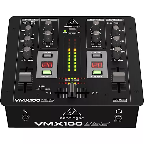 Behringer VMX100USB Professional 2-Channel DJ Mixer - musicians--Friend