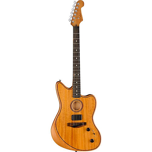 Fender American Acoustasonic Jazzmaster All-Mahogany Acoustic-Electric Guitar Bourbon Burst - musicians--Friend