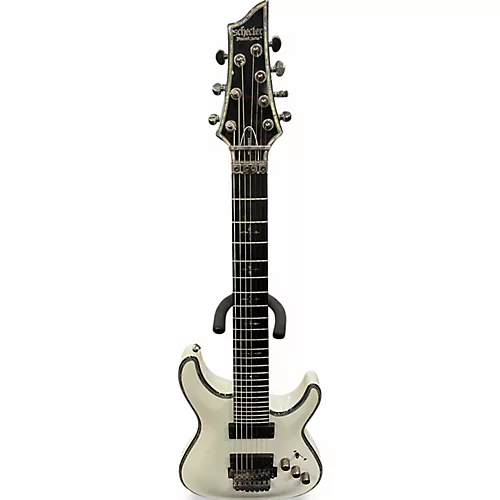 Used Schecter Guitar Research Hellraiser C7 Floyd Rose White Solid Body Electric Guitar White - musicians--Friend