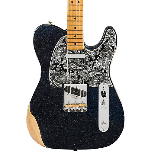 Fender Brad Paisley Road Worn Telecaster Electric Guitar Black Sparkle - musicians--Friend