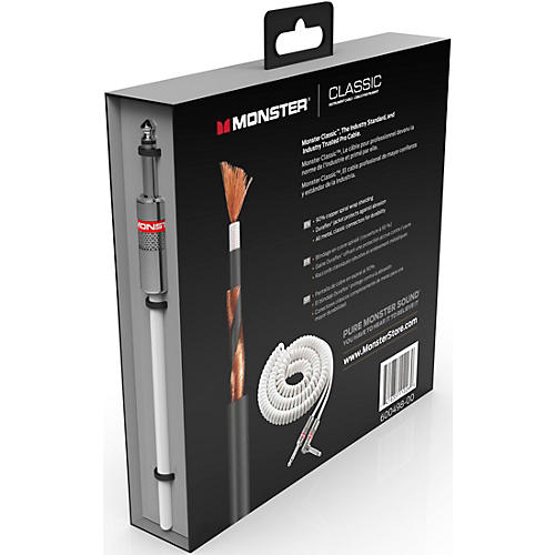 Monster Cable Prolink Classic Instrument Cable Coiled 12 ft. White - musicians--Friend