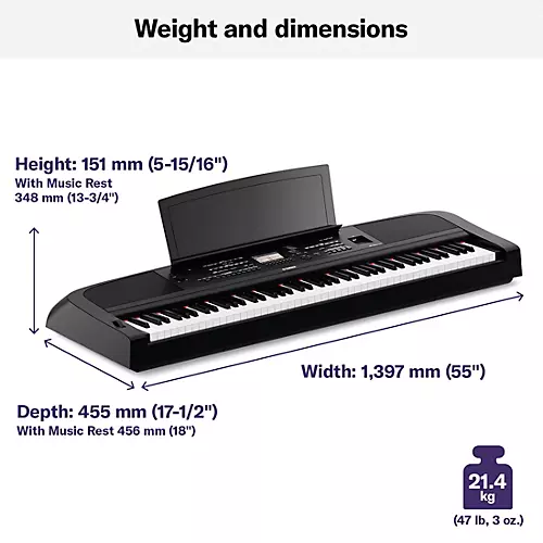 Yamaha DGX-670 88-Key Portable Grand Piano With Matching Stand and Bench - musicians--Friend