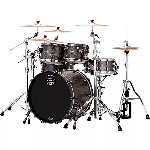 Open-Box Mapex Saturn V Exotic Edition 5-Piece Studioease Shell Pack Condition 1 - Mint Flat Black Maple Burl - musicians--Friend
