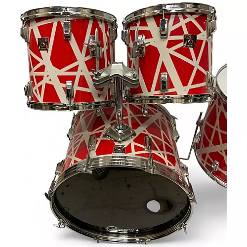 Used 1984 TAMA 4 piece SWINGSTAR VAN HALEN WRAP RED AND WHITE Drum Kit RED AND WHITE - musicians--Friend