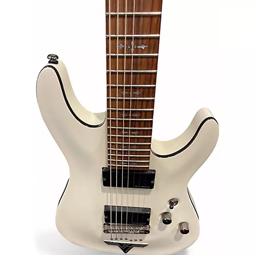 Used Schecter Guitar Research Demon 7 String White Solid Body Electric Guitar White - musicians--Friend