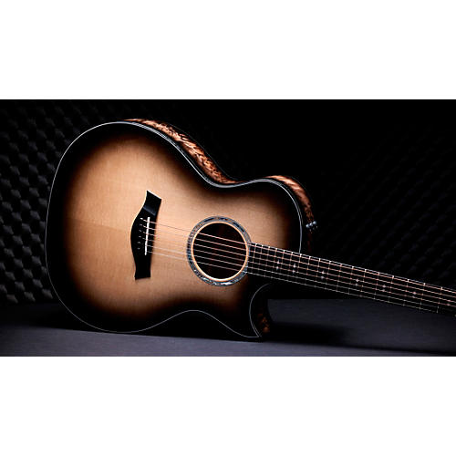 Taylor Custom Sitka Spruce-Big Leaf Maple Grand Auditorium Acoustic-Electric Guitar Cranberry Edgeburst - musicians--Friend