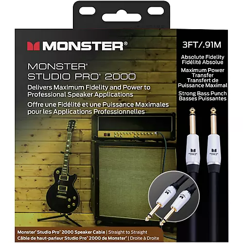 Monster Cable Prolink Studio Pro 2000 Speaker Cable - Straight to Straight 12 ft. Black - musicians--Friend