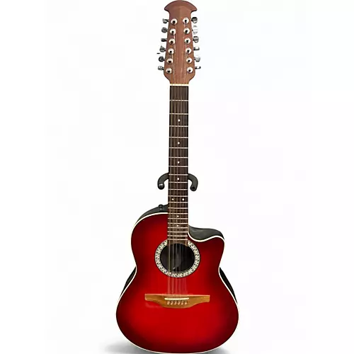 Used Ovation 6751 Standard Balladeer Red Burst 12 String Acoustic Electric Guitar Red Burst - musicians--Friend