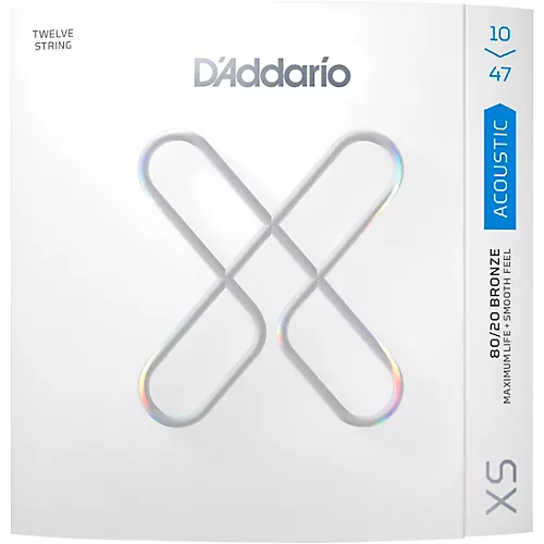 D'Addario XS Acoustic 80/20 Bronze Coated Guitar Strings, 12-String Light (10-47) - musicians--Friend