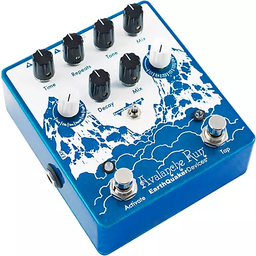 EarthQuaker Devices Avalanche Run V2 Reverb/Delay Effects Pedal and Octoskull T-Shirt Large Black - musicians--Friend