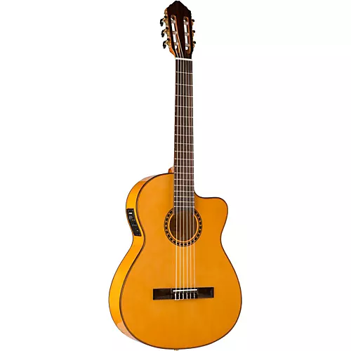 Lucero LFB250Sce Spruce/Cypress Thinline Acoustic-Electric Classical Guitar Natural - musicians--Friend