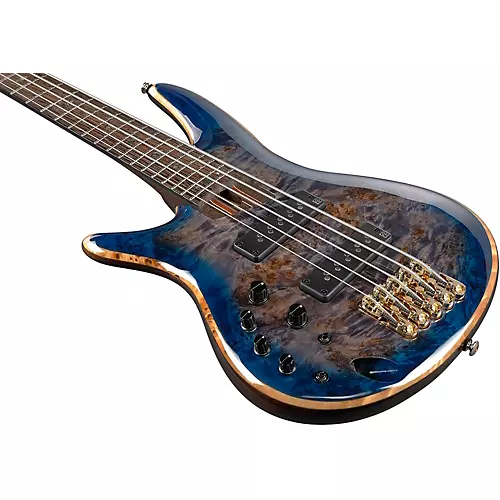 Ibanez Premium SR2605L Left-Handed 5-String Electric Bass Guitar Cerulean Blue Burst - musicians--Friend