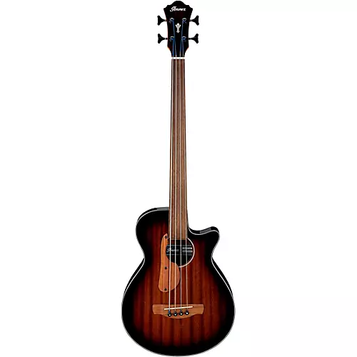 Ibanez AEGB24FE Fretless Auditorium Acoustic-Electric Bass Guitar Mahogany Sunburst - musicians--Friend