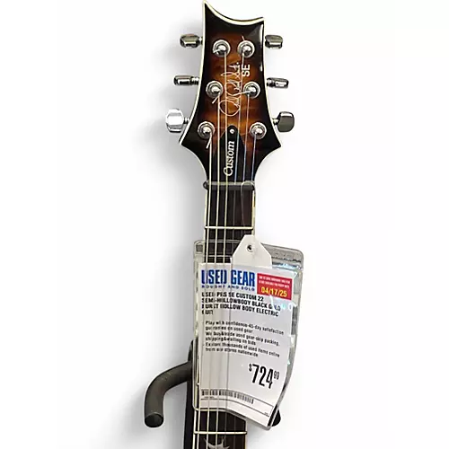 Used PRS SE Custom 22 Semi-Hollowbody Black gold burst Hollow Body Electric Guitar Black gold burst - musicians--Friend