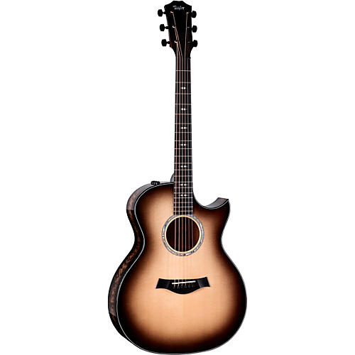 Taylor Custom Sitka Spruce-Big Leaf Maple Grand Auditorium Acoustic-Electric Guitar Cranberry Edgeburst - musicians--Friend