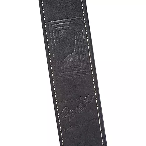 Fender Monogrammed Leather Guitar Strap Black - musicians--Friend