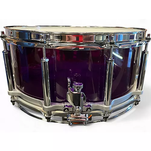 Used Pearl 14X6.5 Crystal Beat Free Floating Snare Purple Acrylic Drum Purple Acrylic 213 - musicians--Friend