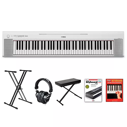 Yamaha Piaggero NP-35 76-Key Portable Keyboard With Power Adapter Black Beginner Package - musicians--Friend