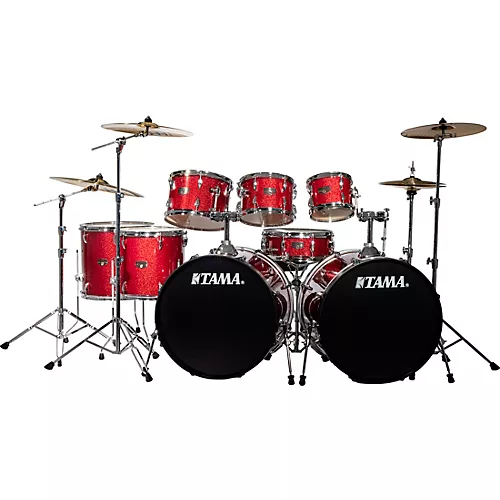 TAMA Imperialstar 8-Piece Double Bass Drum Set With MEINL HCS Cymbals Candy Apple Mist - musicians--Friend