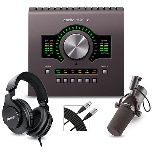 Universal Audio Apollo Twin X QUAD Heritage Edition Interface With Shure SM7B, SRH 440 and Mic Cable - musicians--Friend