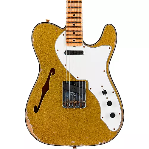 Fender Custom Shop '60s Custom Telecaster Thinline Relic Limited-Edition Electric Guitar Chartreuse Sparkle - musicians--Friend