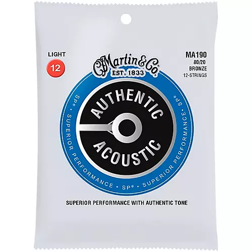Martin MA190 SP 12-String 80/20 Bronze Light Authentic Acoustic Guitar Strings - musicians--Friend