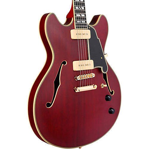 D'Angelico Deluxe DC Semi-Hollow Electric Guitar Satin Trans Wine - musicians--Friend