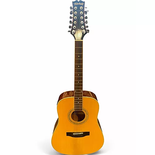 Used Mitchell MD100S12E Natural 12 String Acoustic Electric Guitar Natural - musicians--Friend