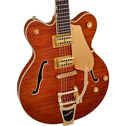 Gretsch Guitars Electromatic LTD Flame Okoume Broadkaster Double-Cut Electric Guitar With Bigsby Roundup Orange Stain - musicians--Friend