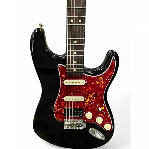 Used Fender STRATOCASTER Black Solid Body Electric Guitar Black - musicians--Friend