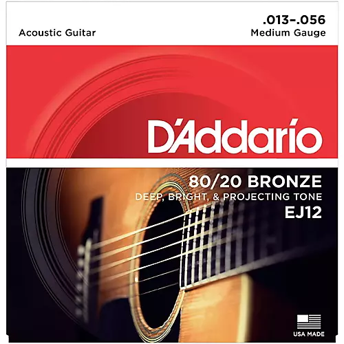 D'Addario EJ12 80/20 Bronze Medium Acoustic Guitar Strings - musicians--Friend