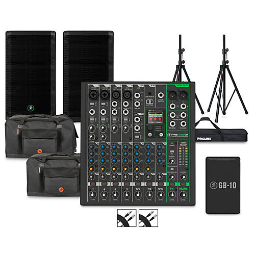 Mackie ProFX10GO Battery-Powered Mixer Bundle with Thrash212 GO Speakers, Extra Battery, Bags, Stands and Cables - musicians--Friend