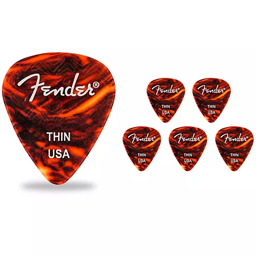 Fender 351 Shape Wavelength Picks (6-Pack), Tortoise Shell Thin 6 Pack - musicians--Friend