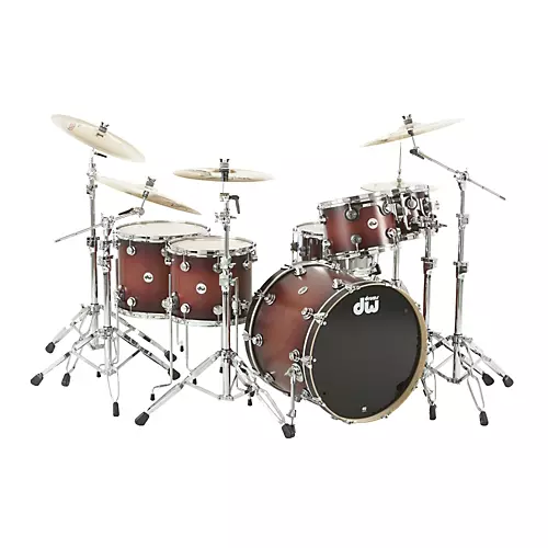 DW Collector's Series Satin Specialty 5-Piece Shell Pack Tobacco Burst Chrome Hardware - musicians--Friend
