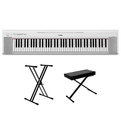 Yamaha Piaggero NP-35 76-Key Portable Keyboard With Power Adapter Black Beginner Package - musicians--Friend