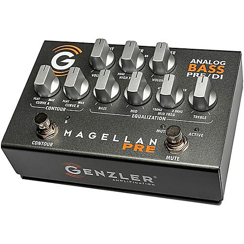 GENZLER AMPLIFICATION MAGELLAN PRE Analog Bass Pre/DI Effects Pedal Platinum Silver - musicians--Friend