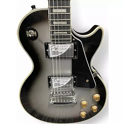 Used 2021 Epiphone Les Paul Custom Silverburst Solid Body Electric Guitar Silverburst - musicians--Friend