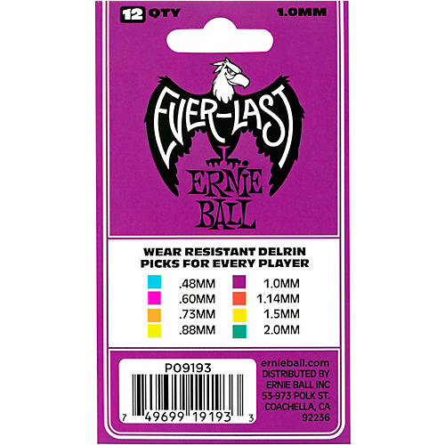 Ernie Ball Everlast Delrin Picks 12 Pack .88 mm 12 Pack - musicians--Friend