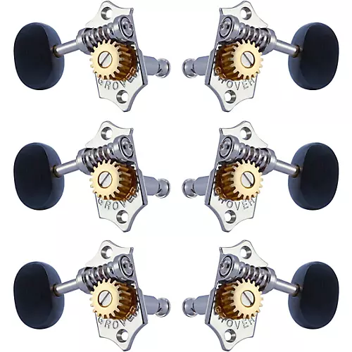Grover Sta-Tite With 18:1 Gear Ratio 97-18 Series Ebony Button Tuning Machines Gold - musicians--Friend