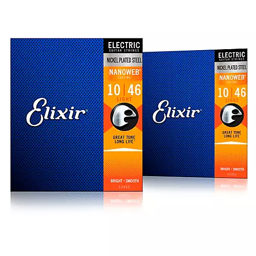 Elixir Electric Guitar Strings with NANOWEB Coating, Light (.010-.046) 2-Pack - musicians--Friend
