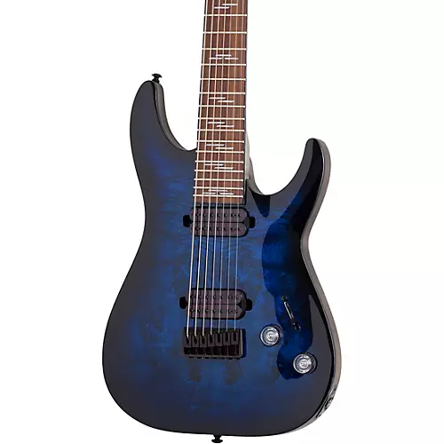 Schecter Guitar Research Omen Elite 7-String Electric Guitar See-Thru Blue Burst - musicians--Friend