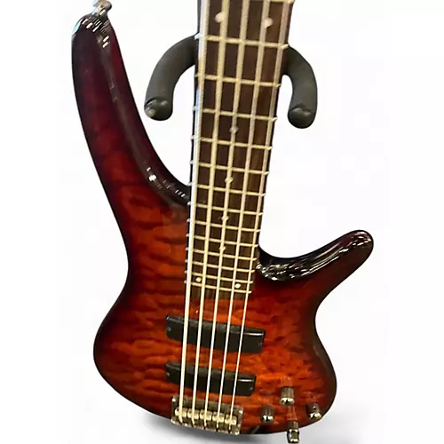 Used Ibanez SR405 5 String Brown Sunburst Electric Bass Guitar Brown Sunburst - musicians--Friend